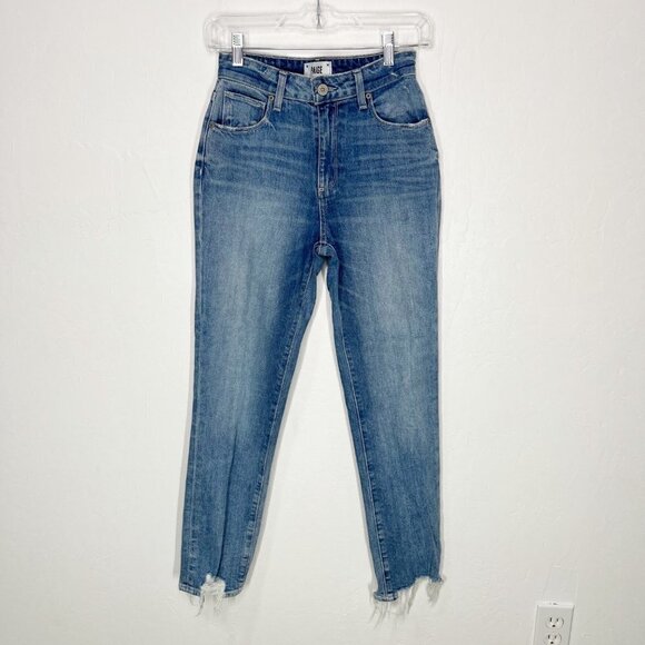 Paige Sarah Slim Cancun Destroyed Hem High Rise Jeans Size 24 light wash - Picture 5 of 11